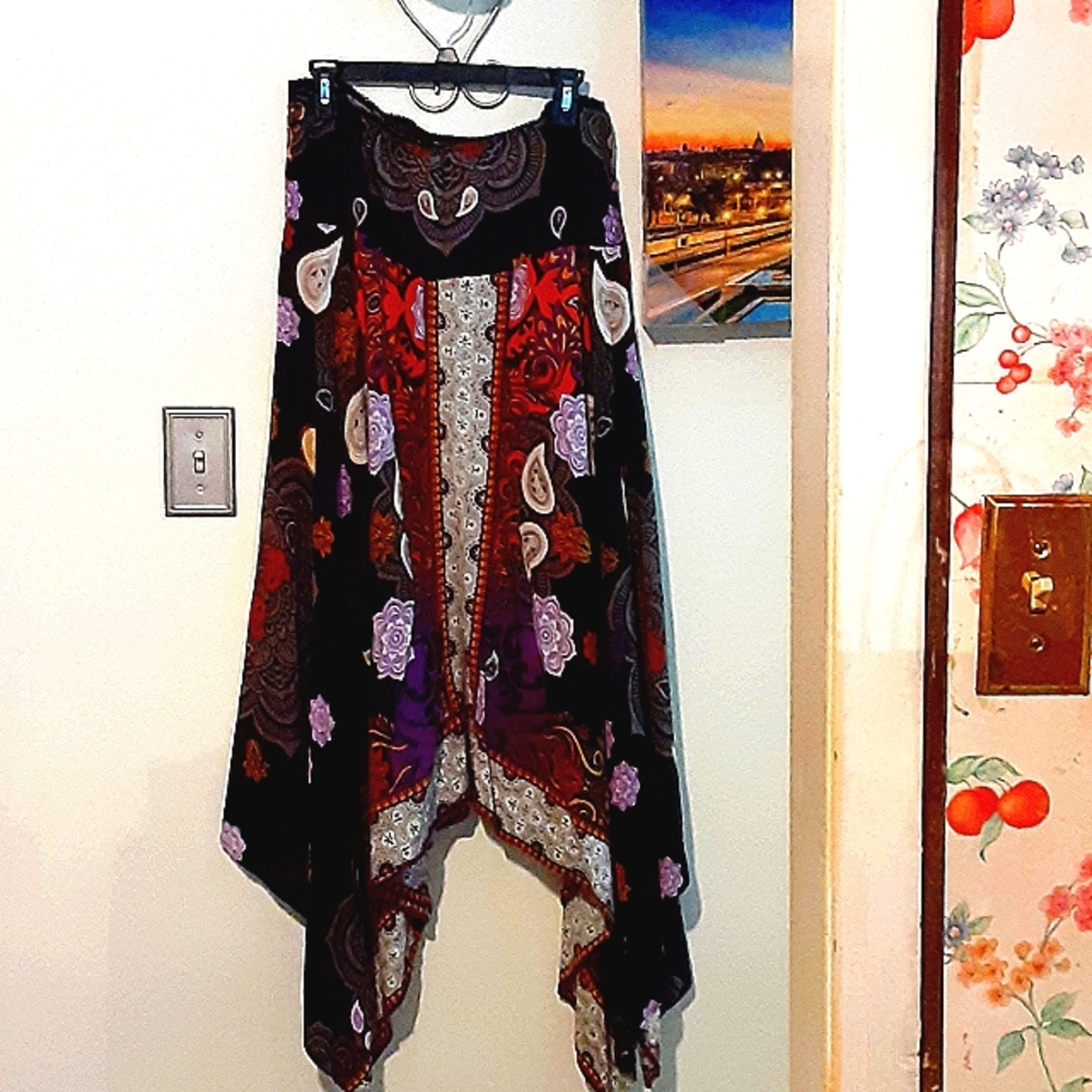 💥Paisley print handkerchief skirt